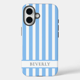 Beautiful Light Blue Striped Personalized iPhone 16 Hülle