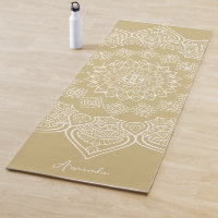 Beautiful Light Mustard Mandala Custom Yoga Mat