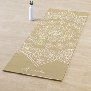 Beautiful Light Mustard Mandala Custom Yoga Mat Yogamatte