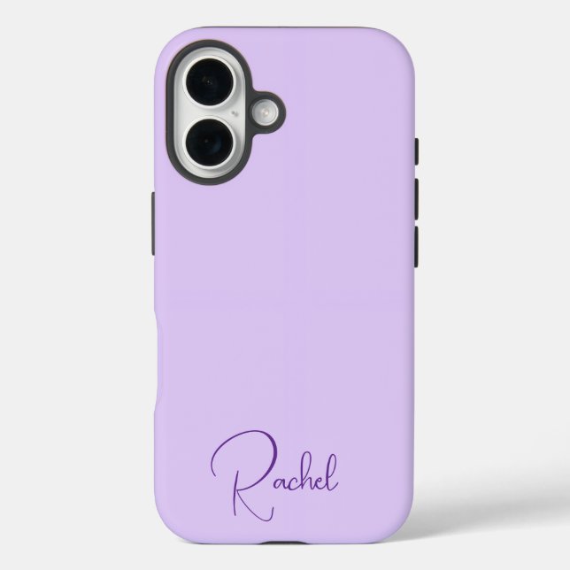 Beautiful Light Purple Personalized Name iPhone 16 Hülle (Rückseite)