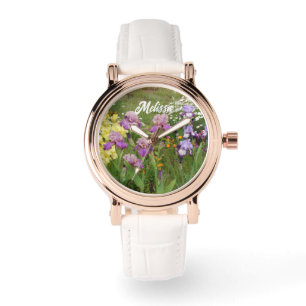 Beautiful Lila Iris Blume Blumengarten Armbanduhr