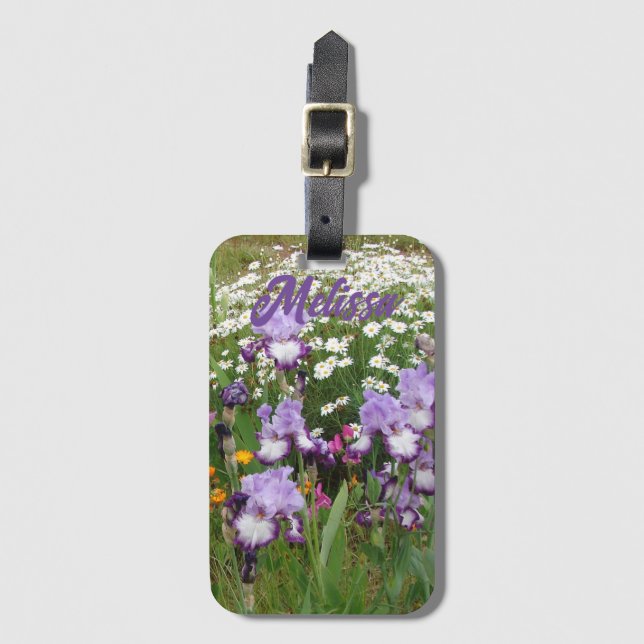 Beautiful Lila Iris Blume Blumengarten Gepäckanhänger (Vorderseite Vertikal)