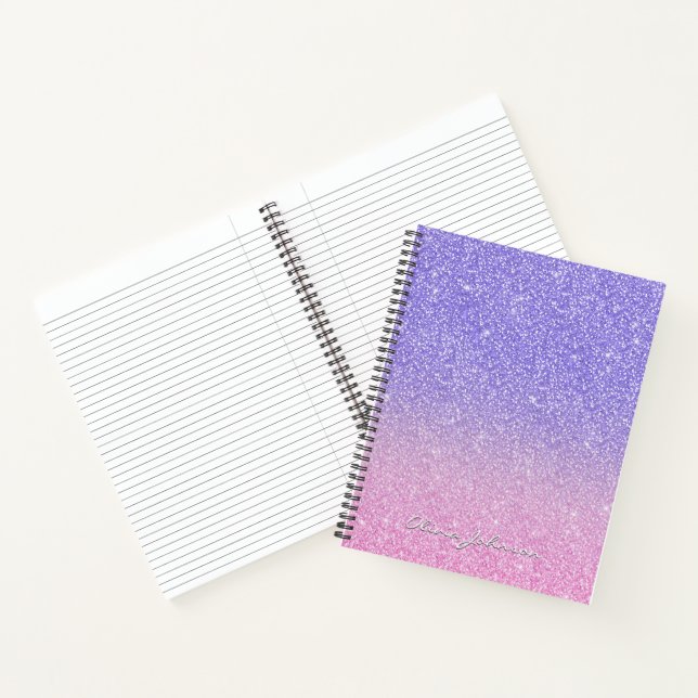 Beautiful Lila Pink Glitzer Ombre Notizbuch (Innenseite)