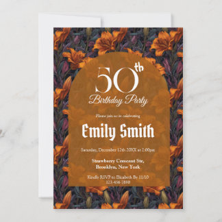 Beautiful Lilies Accent Adult Birthday Einladung