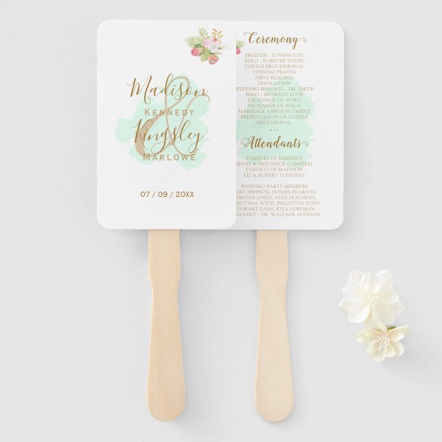 Beautiful Lime Green 💚 Botanic Boho Wedding Fächer (Vorne und Hinten)