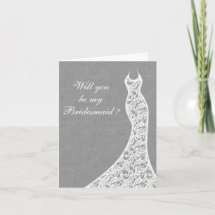 Beautiful Linen Werden Sie meine Bridesmaid Card s Einladung