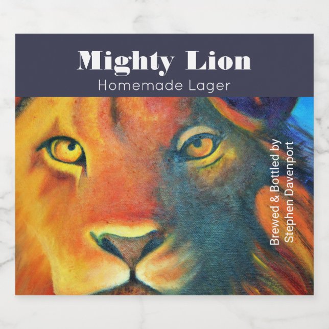 Beautiful Lion Head Portrait Regal und Proud Beer Bierflaschenetikett (Einzelnes Label)