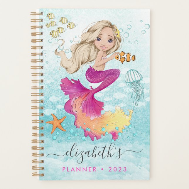 Beautiful Little Mermaid Spiral Foto Planner Planer (Vorderseite)
