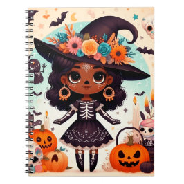 Beautiful little witch halloween party notizblock