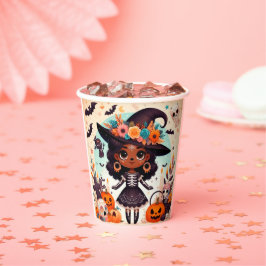 Beautiful little witch halloween party pappbecher