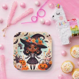 Beautiful little witch halloween party pappteller