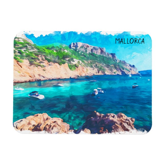 Beautiful Mallorca Watercolor Spanien Magnet (Horizontal)