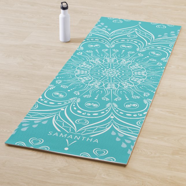 Beautiful Mandala Personalisiert Aquamarin Blue Bo Yogamatte (Beispiel)