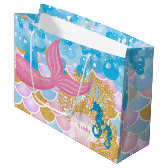 Beautiful Mermaid Große Geschenktüte (Vorderseite Schrägansicht)