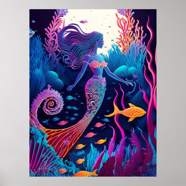 Beautiful Mermaid Sea Nymph Poster (Vorne)