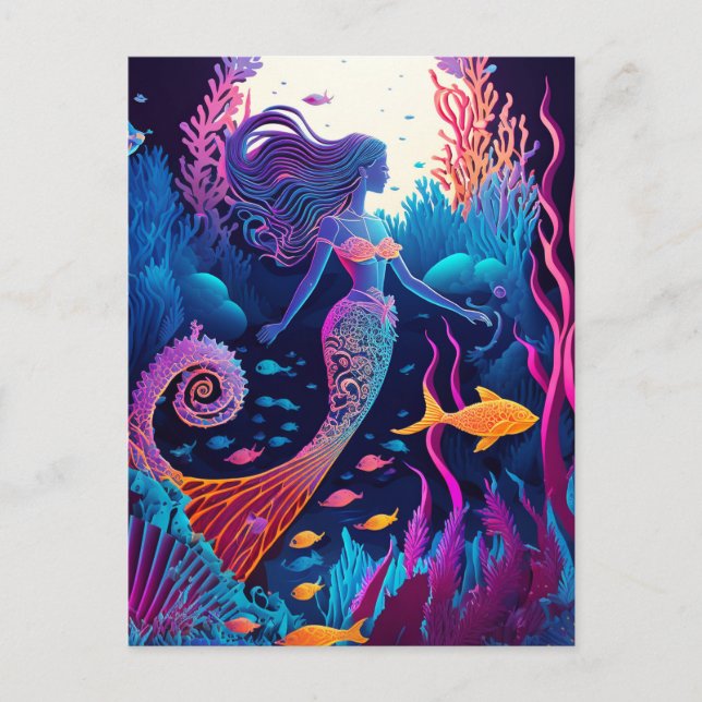 Beautiful Mermaid Sea Nymph Postkarte (Vorderseite)