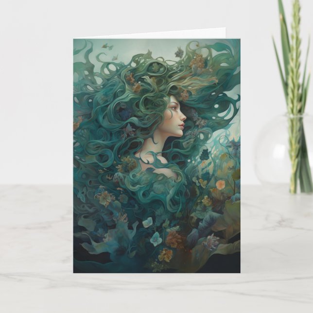 Beautiful Mermaid Whimsical painting Karte (Vorderseite)