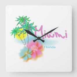 Beautiful Miami Florida Quadratische Wanduhr
