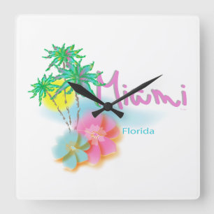 Beautiful Miami Florida Quadratische Wanduhr