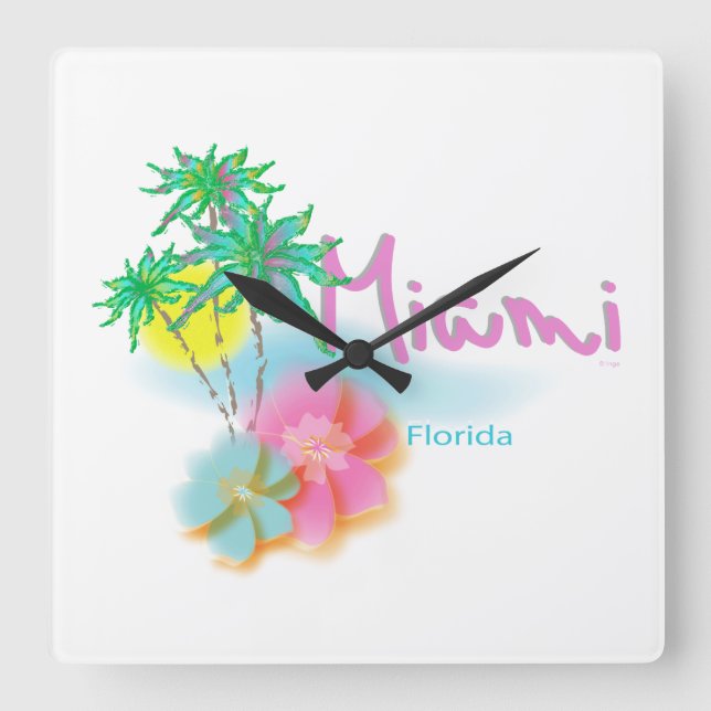 Beautiful Miami Florida Quadratische Wanduhr (Vorderseite)