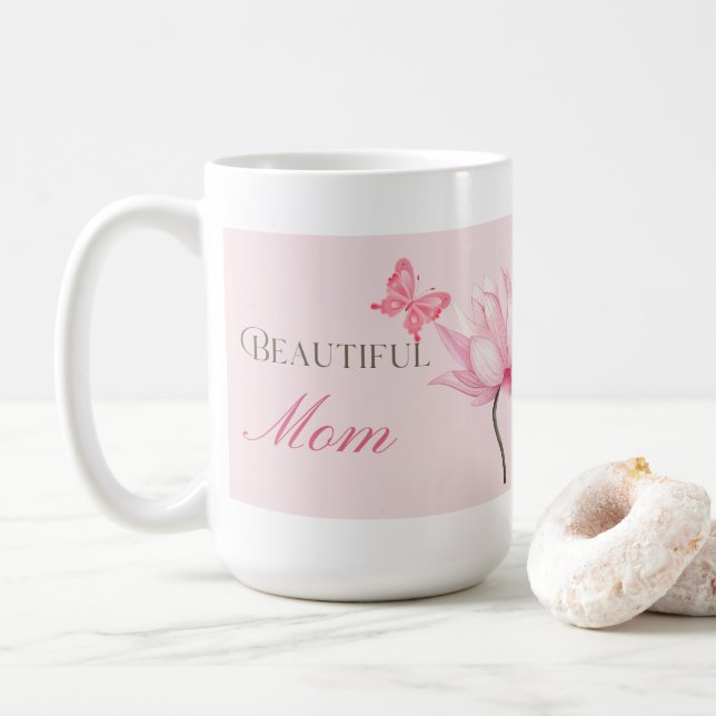 Beautiful Mom Mug with Butterfly and Flower Kaffeetasse (Mit Donut)
