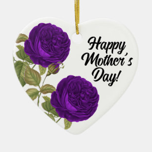 Beautiful Mother's Day Purple Roses Keramik Ornament