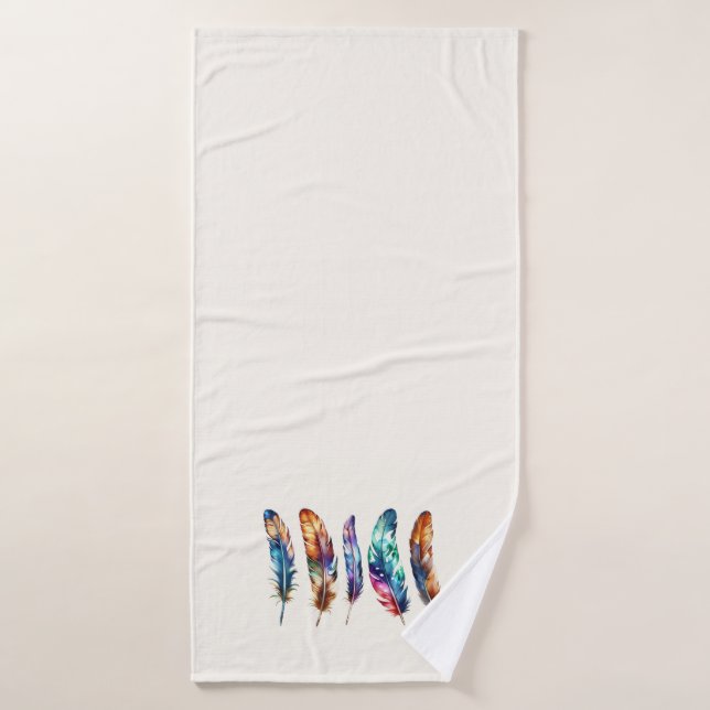 Beautiful Multicolor Boho Feathers - Graphic Art (Serviette de bain)