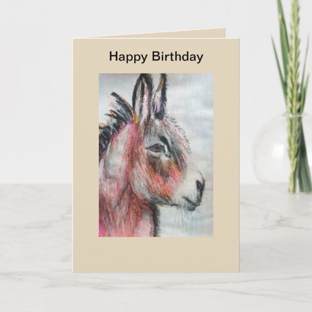 Beautiful multicoloured donkey Birthday Card Karte (Vorderseite)
