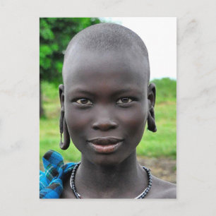 Beautiful Mursi Woman with Pierced Ears Postkarte