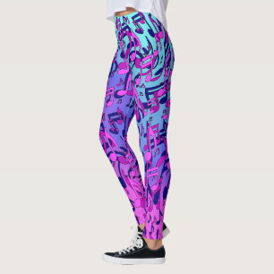 Beautiful Music Living Notes Pink Lila Blue Aqua Leggings