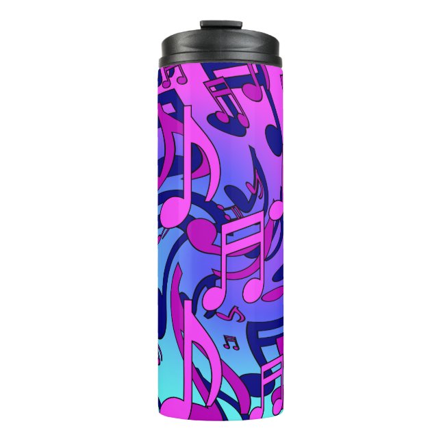 Beautiful Music Living Notes Pink Lila Blue Aqua Thermosbecher (Vorderseite)