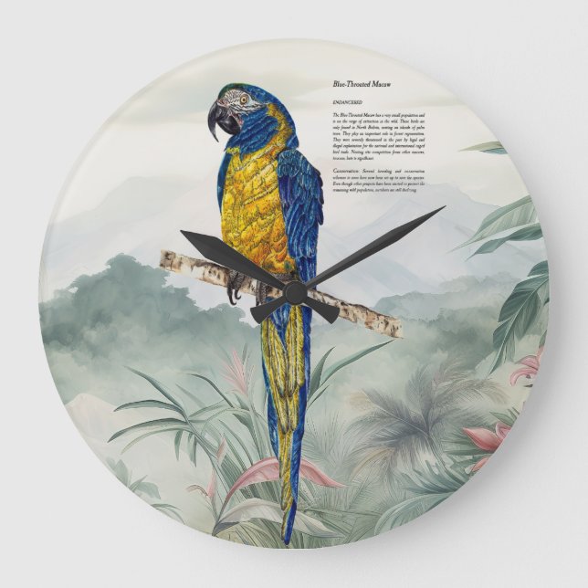 Beautiful nature inspired Endangered Macaw Große Wanduhr (Vorderseite)