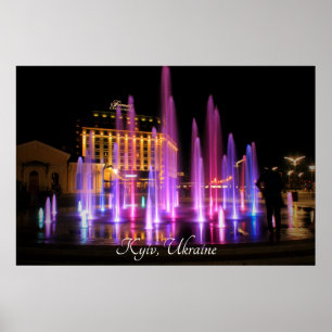 Beautiful Night View Kyiv Ukraine   Poster