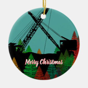 Beautiful Northwest Crane Operating Engineer Art Keramik Ornament