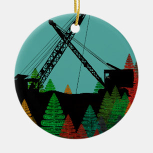 Beautiful Northwest Crane Operating Engineer Art Keramikornament