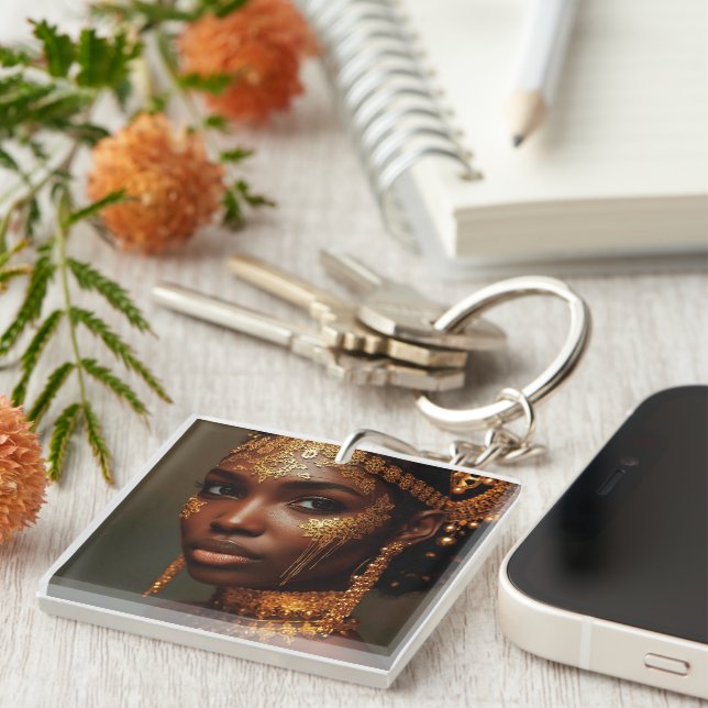 Beautiful Nubian Goddess in Gold Schlüsselanhänger (Vorderseite rechts)