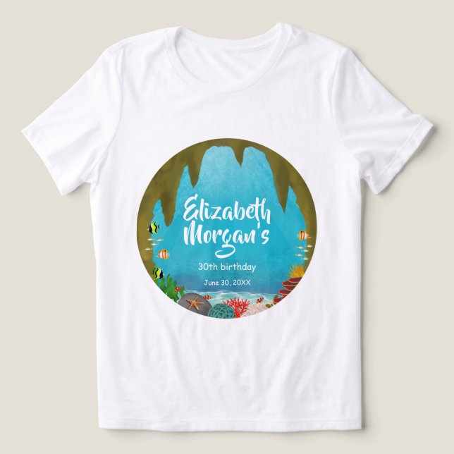 Beautiful Ocean Creatures Sea Cave Birthday Tri-Blend Shirt (Design Vorderseite)