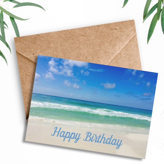 Beautiful Ocean Foto Custom Beach Happy Birthday Karte (Von Creator hochgeladen)