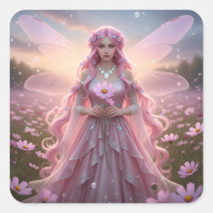Beautiful October Opal Fairy Quadratischer Aufkleber