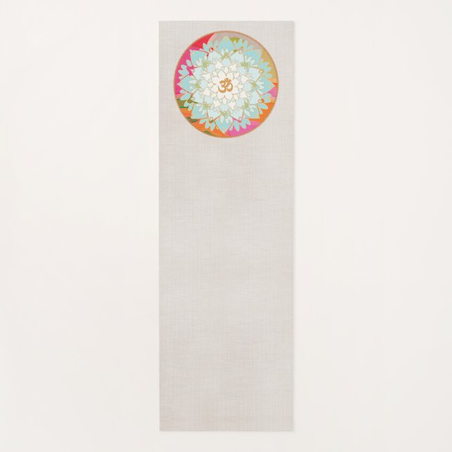 Beautiful Om Lotus Mandala Yogamatte (Vorderseite)