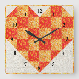 Beautiful Orange Quilted Look Quadratische Wanduhr