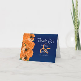 Beautiful Orange Rose und Navy Blue - Vielen Dank Dankeskarte