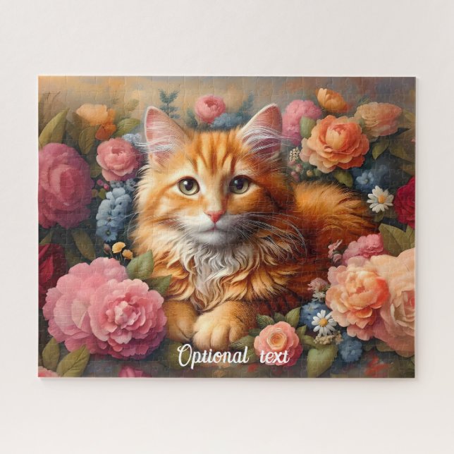 Beautiful Orange Tabby Cat und Blume (Horizontal)