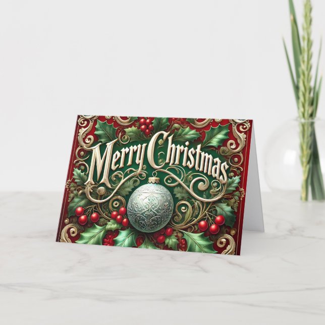 Beautiful Ornate Merry Christmas Feiertagskarte (Vorderseite)