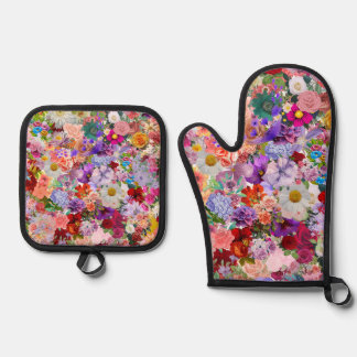 beautiful oven mitt and holder ofenhandschuh & Topflappen-Set