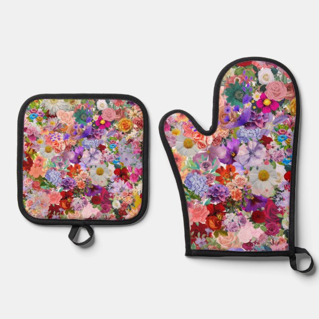 beautiful oven mitt and holder ofenhandschuh & Topflappen-Set (Vorderseite)
