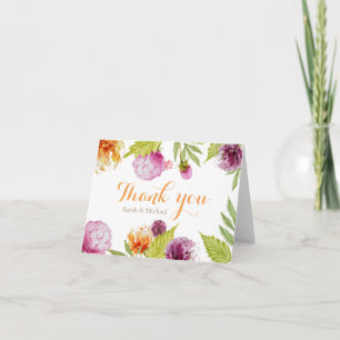 Beautiful Painted Floral Danke, Script Dankeskarte