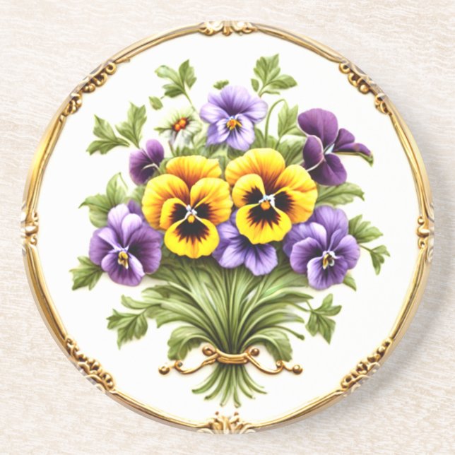 Beautiful Pansy Blume Bouquet Getränkeuntersetzer (Vorne)
