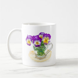 beautiful pansy flowers isolated in a cup kaffeetasse