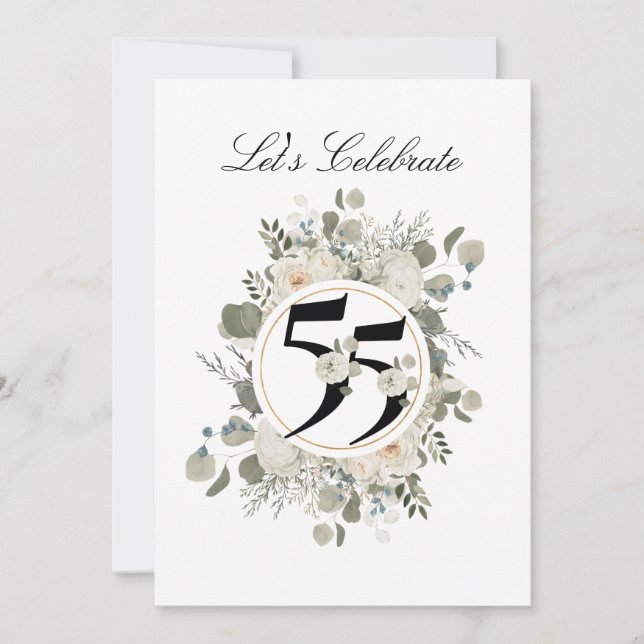 Beautiful Pastel Floral 55. JAHRESTAG Einladung (Vorderseite)
